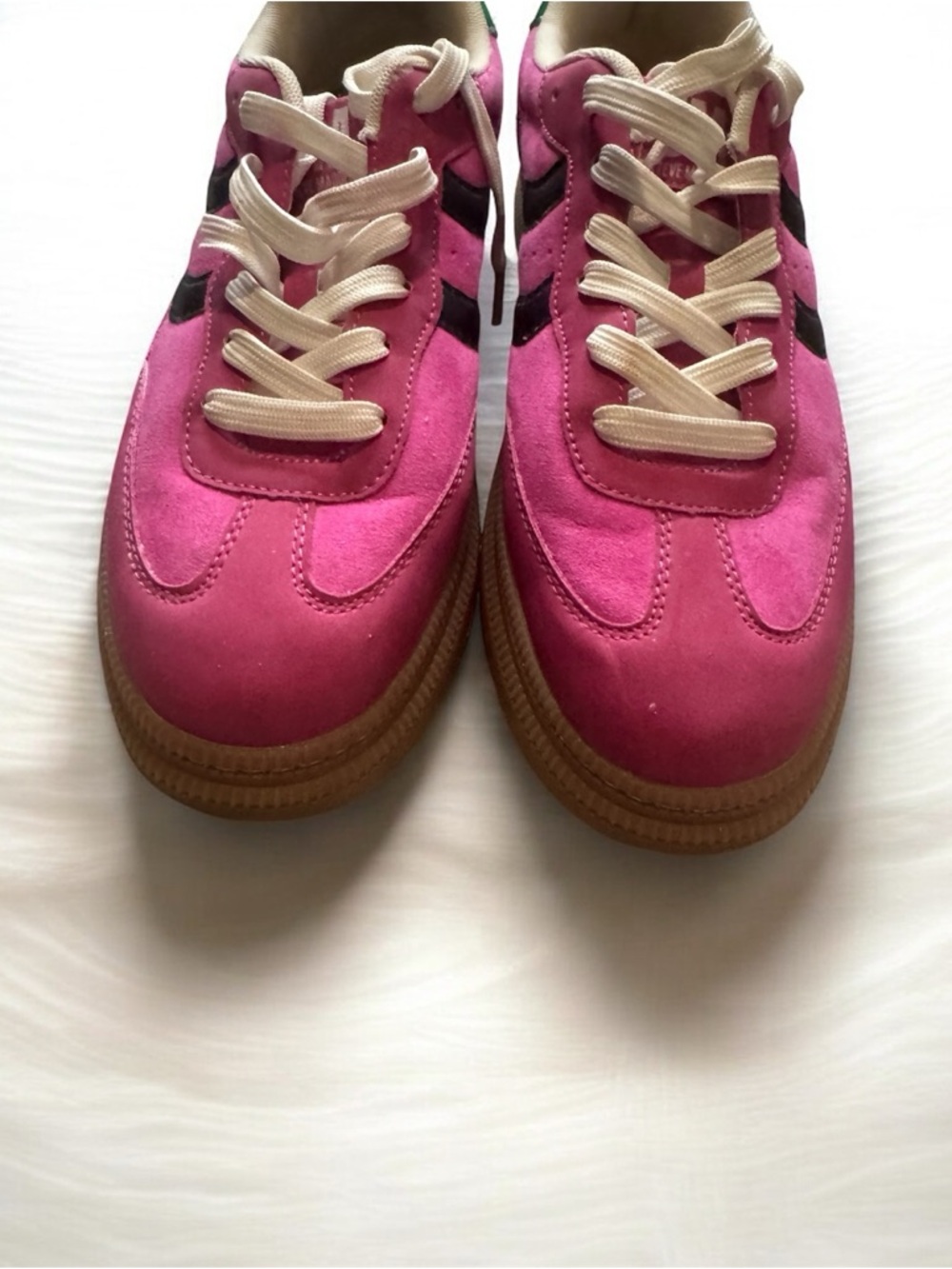 Hot Pink Suede Sneakers with Gum Sole